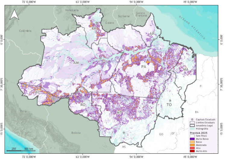 PrevisIA inteligência artificial aponta 6,5 mil km² com risco de