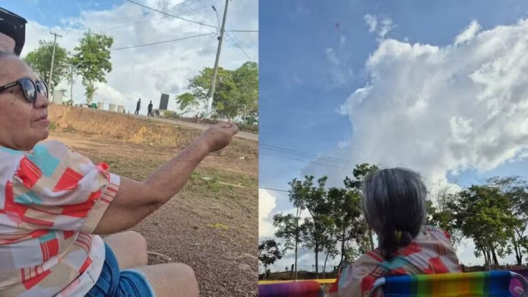 Avó se diverte ao empinar pipas com os netos durante festival na 54ª Expofeira do Amapá