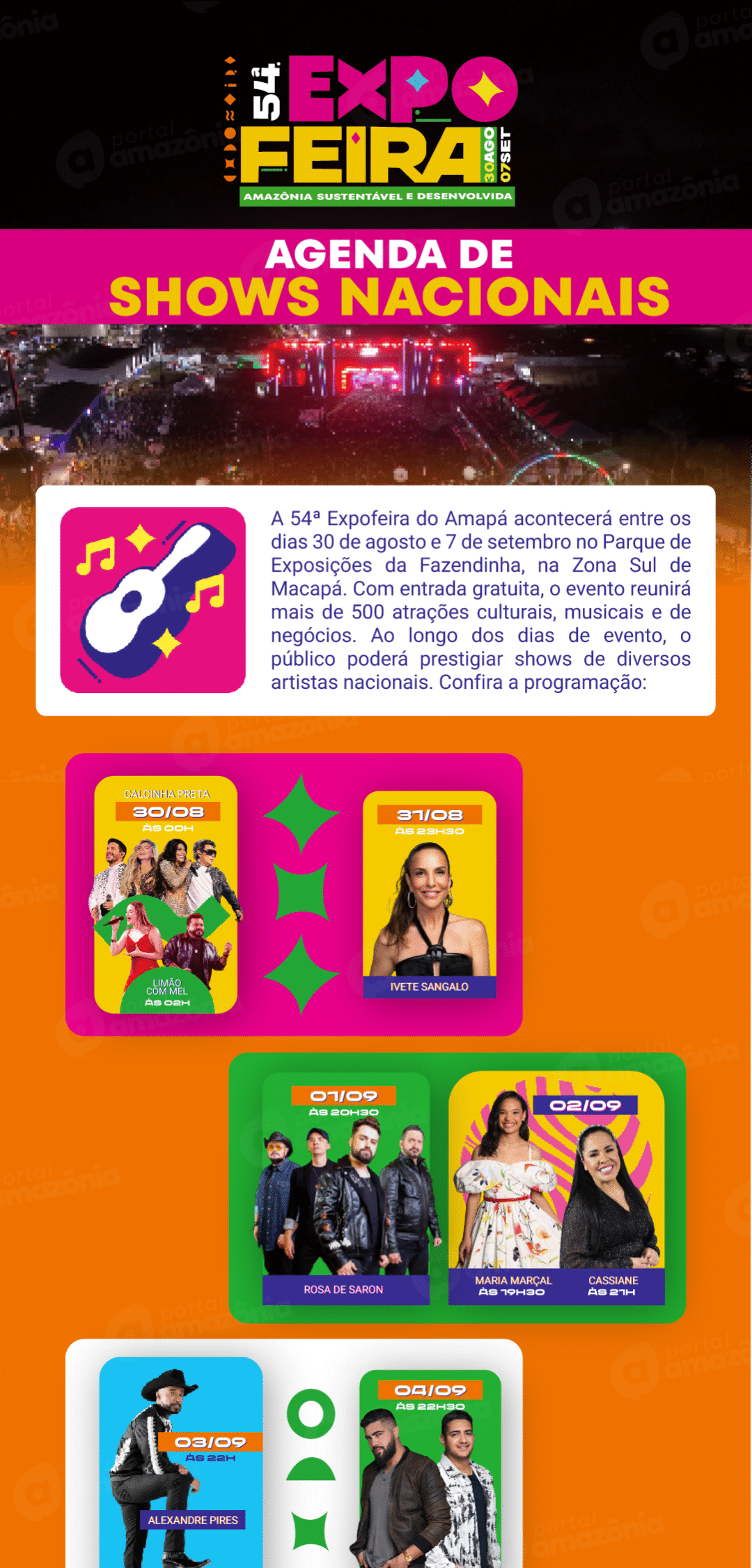 infográfico shows nacionais expofeira amapá