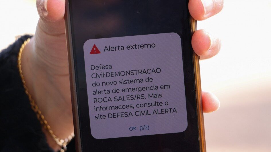 imagem colorida com registro da defesa civil alerta no Rio Grande do Sul 