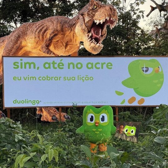 Mascote do Duolingo no Acre