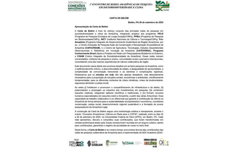 COP 30: Leia a Carta de Belém na íntegra; documento reúne contribuições para a agenda climática