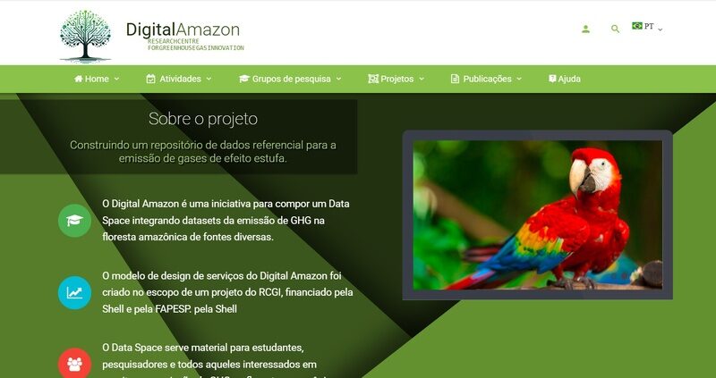 home do site digital amazon - dados sobre gases do efeito estufa na amazônia