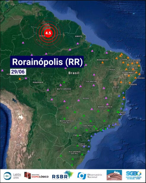 Maior tremor de terra registrado no Brasil em 2025 aconteceu em Roraima