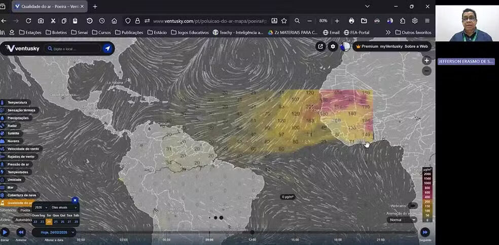 Meteorologista explicou que a poeira do deserto do Saara passa todo os anos pela América do Sul. Foto: Jeferson Vilhena