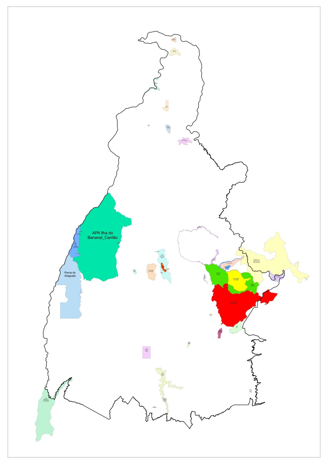 Mapa de todas as Unidades de Conservação do Tocantins. Foto: Reprodução