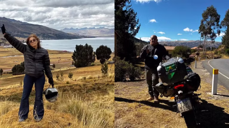 Casal do Amapá encara frio nos Andes durante viagem de moto pela América do Sul