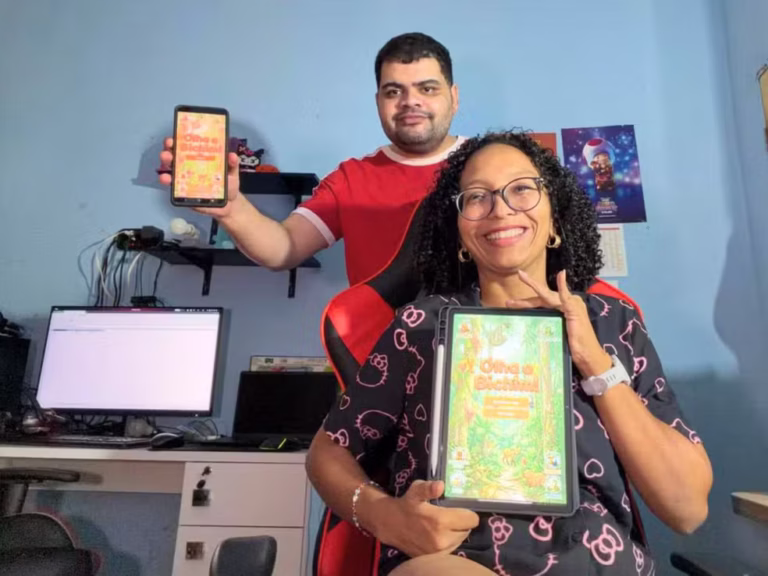 Casal do Acre cria jogo inspirado na fauna brasileira para estimular aprendizado pelo celular
