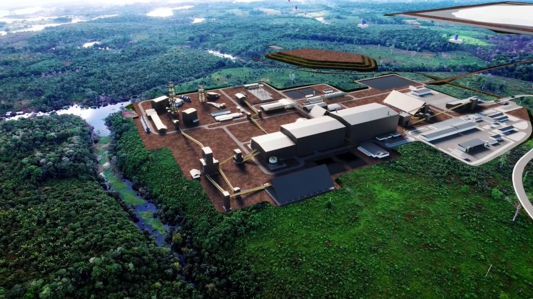 Imagem de reprodução do Projeto Potássio Autazes, que prevê a instalação de uma mina subterrânea, uma planta industrial, áreas para armazenamento de rejeitos e de solo orgânico, além de estrada e um porto às margens do rio Madeira. Foto: Divulgação Potássio do Brasil.

