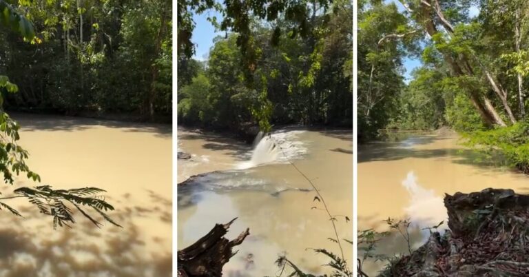 Água de cachoeira no Amazonas muda de cor e fiscalização apura possível dano ambiental